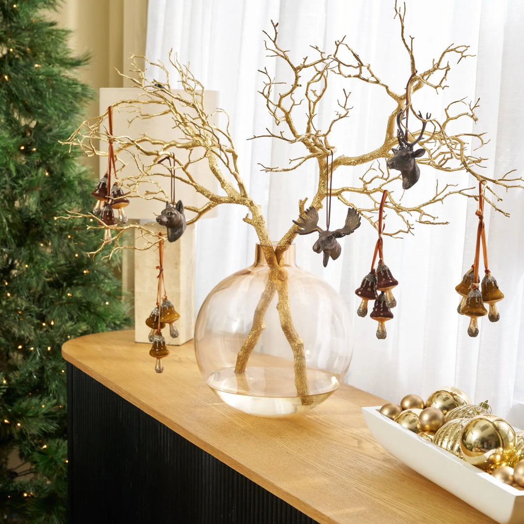 Faux Gold Sparkle Manzanita Branches in Amber Tone Ball Vase Extra – Darby Creek Trading