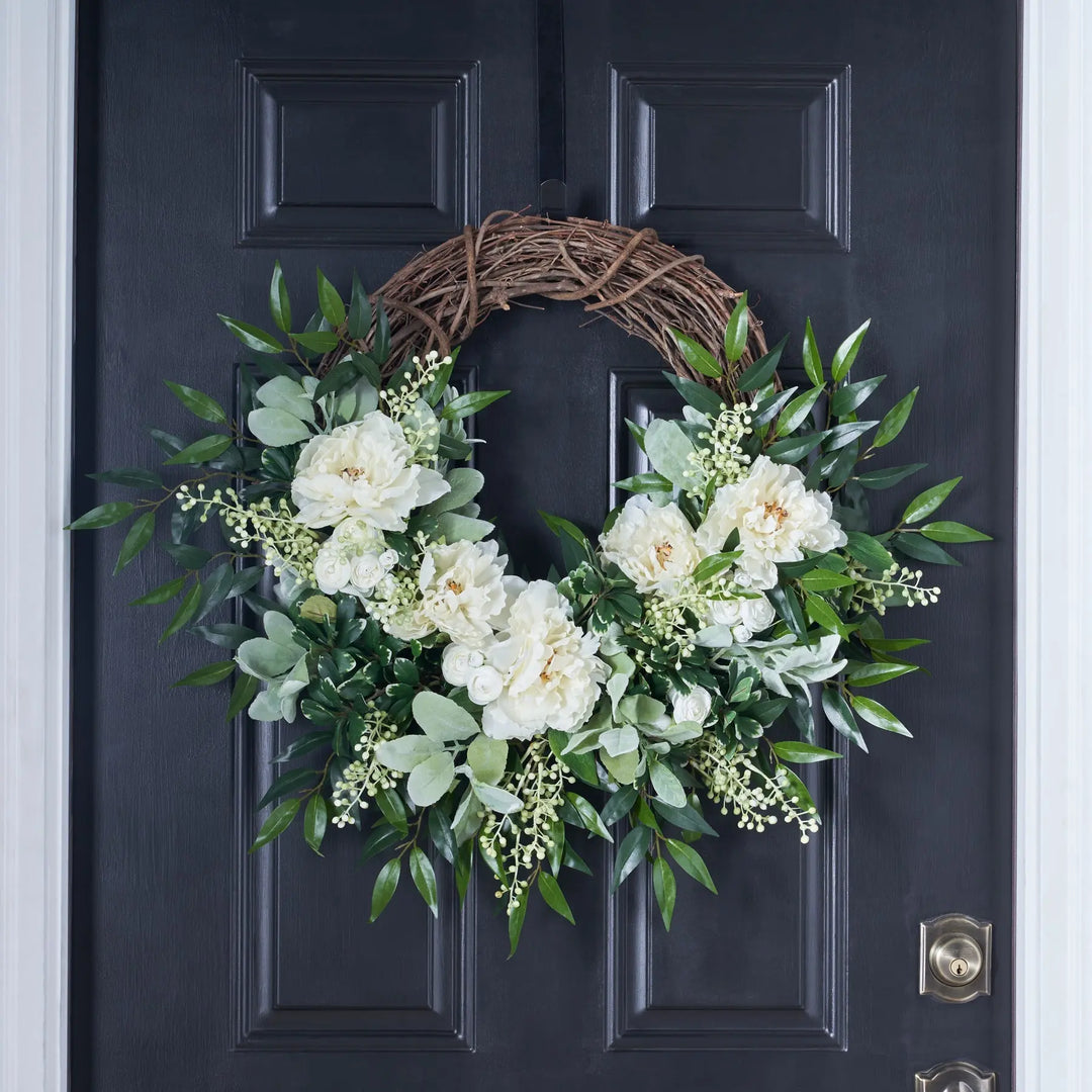 White Peony, Ranunculus, Lamb's Ear, & Pepperberry Everyday Spring