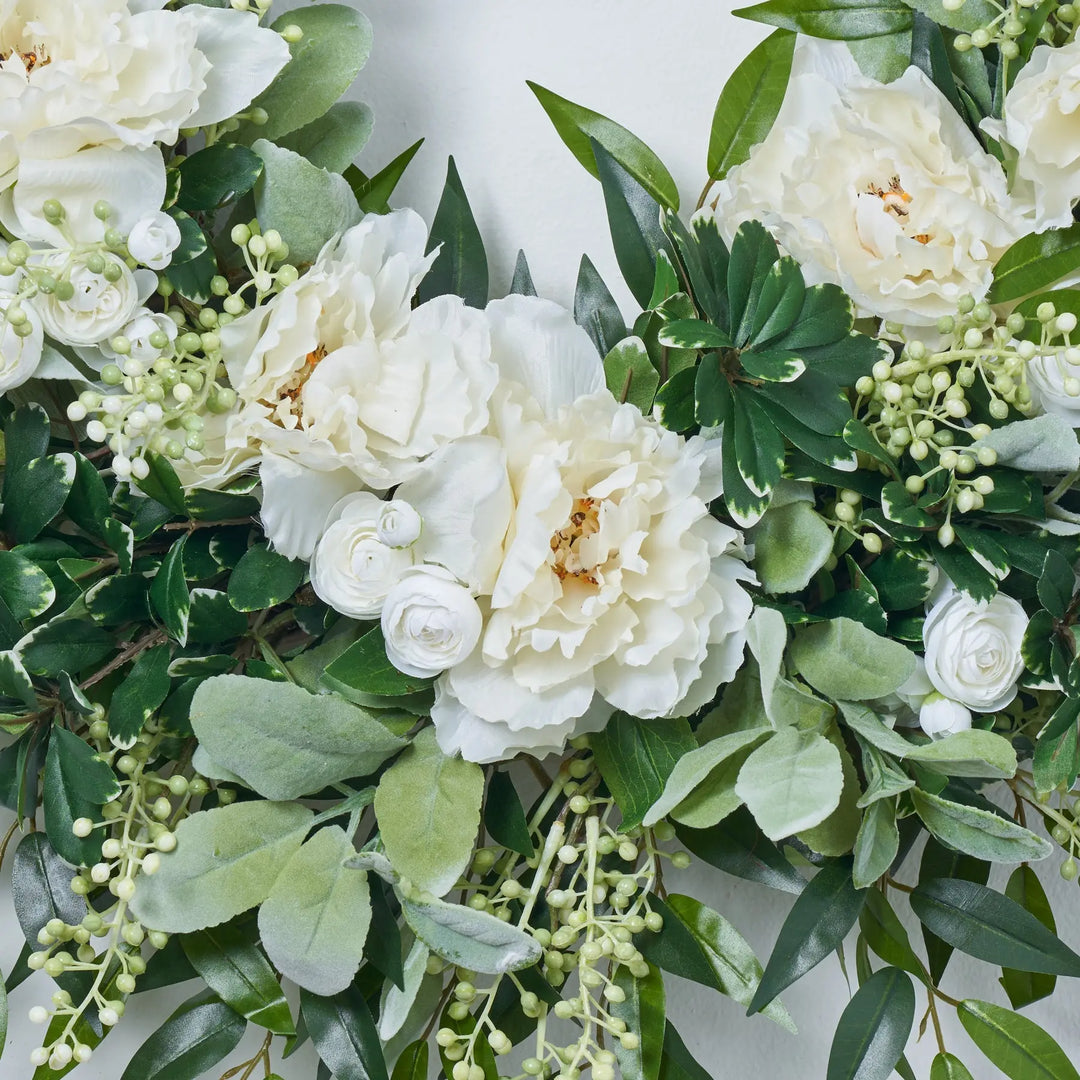 White Peony, Ranunculus, Lamb's Ear, & Pepperberry Everyday Spring