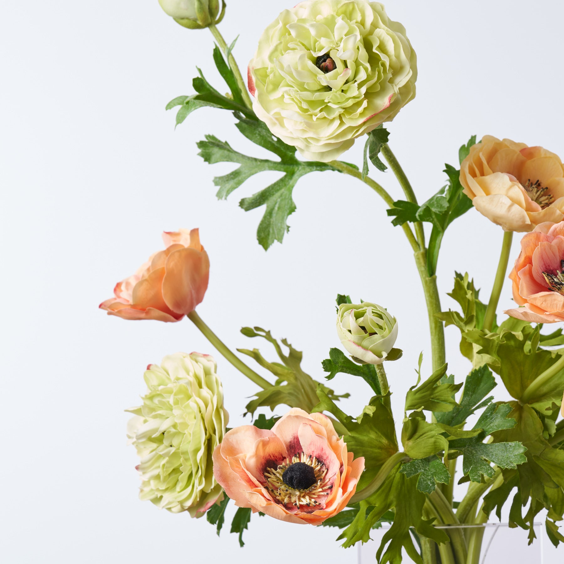 Real Touch Green Ranunculus & Mixed Orange & Yellow Anemone in Luxury ...