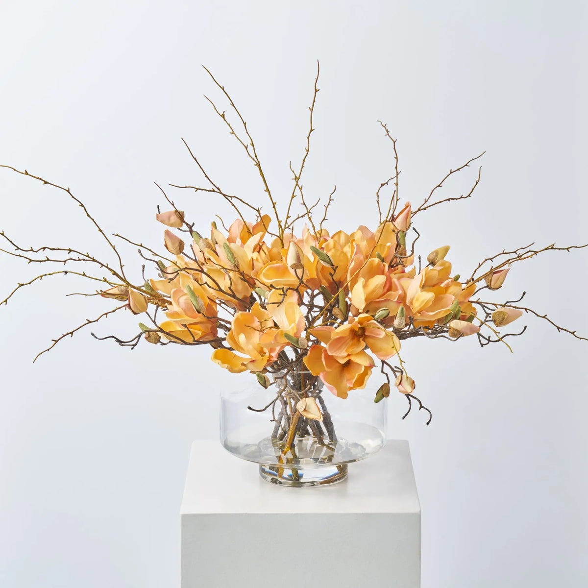 Golden Hour Magnolia Water Illusion Arrangement in Saucer Vase | Darby ...