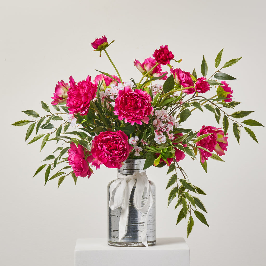 Holiday arrangement with faux flowers in vase - Inspire Uplift