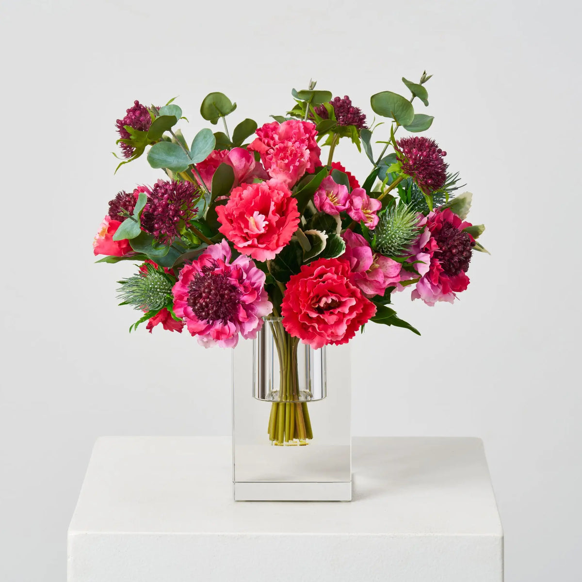 Little Luxuries - Real Touch Fuchsia Pink Lisanthus, Scabiosa, Thistle ...