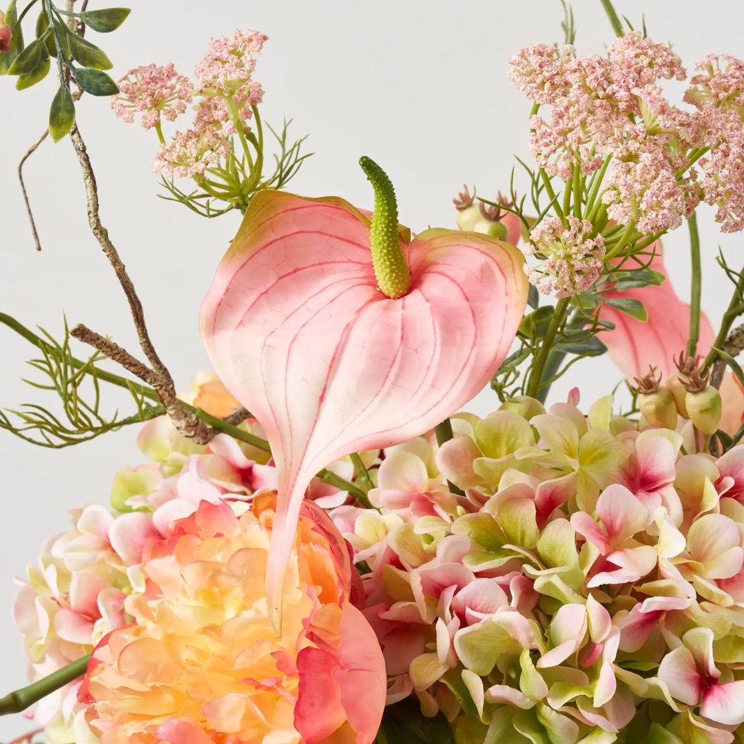 Tropical Breeze - Lifelike Green Pink Hydrangea, Sunset Peony