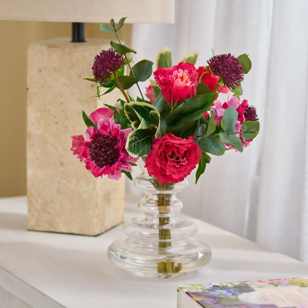 lisianthus indoor plant Real Touch Pink Scabiosa & Lisianthus in Modern Style Tiered Vase – Darby  Creek Trading