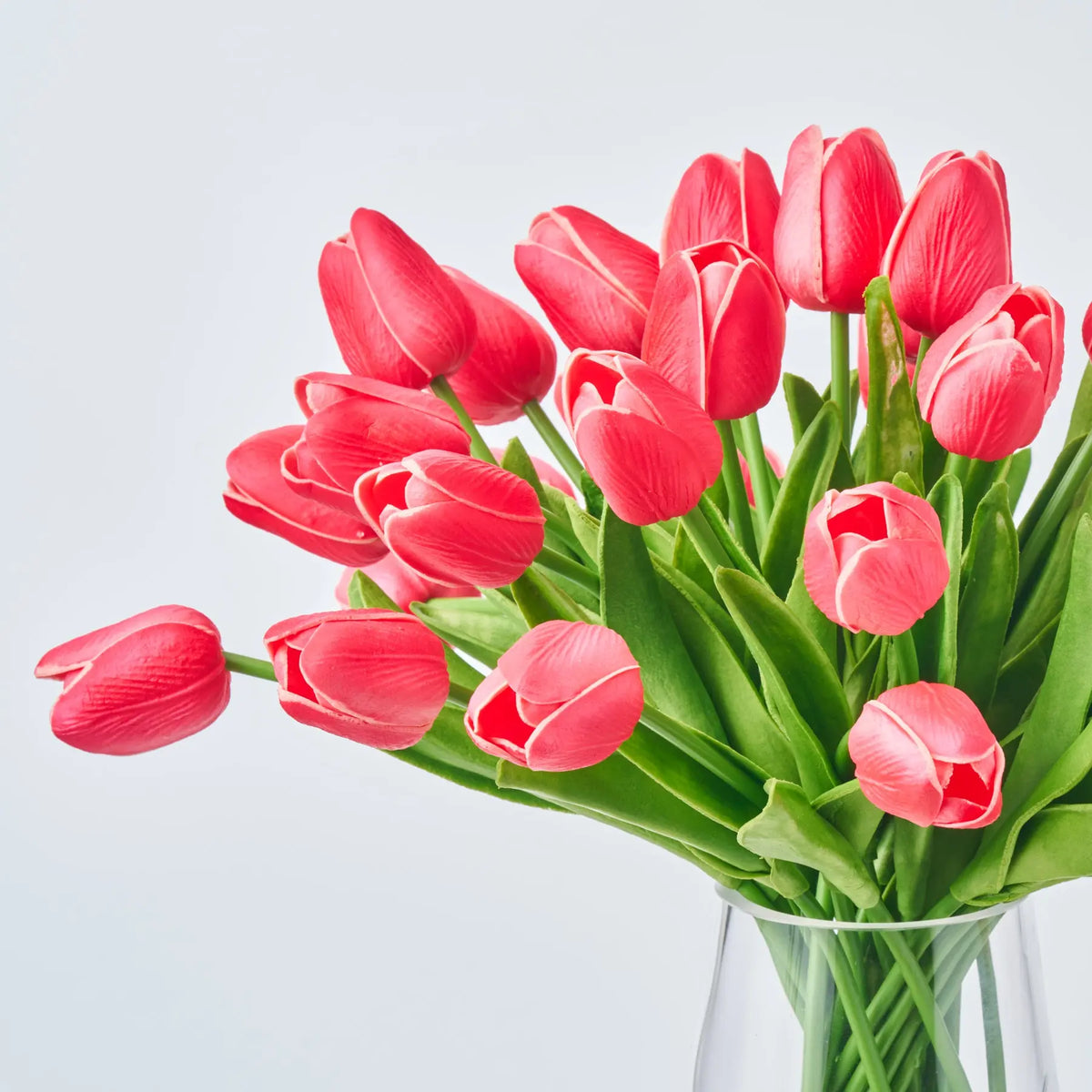 Lifelike Real Touch Dark Pink Mini Tulip Blooms in Pyramid Vase – Darby ...