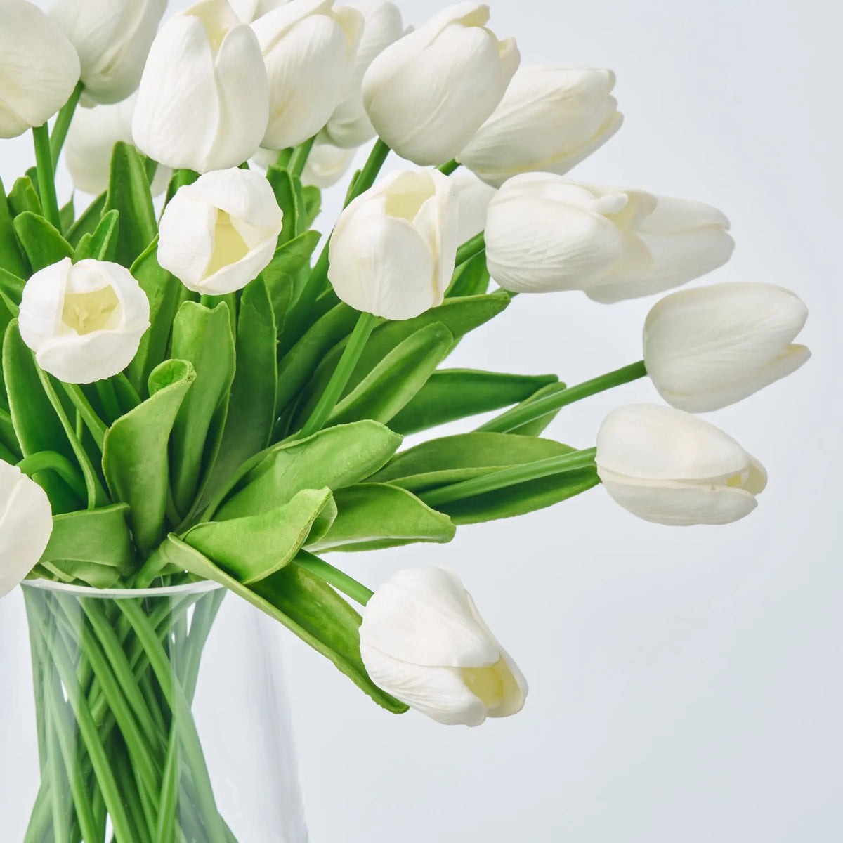 Lifelike Real Touch White Mini Tulip Blooms in Pyramid Vase Everyday ...