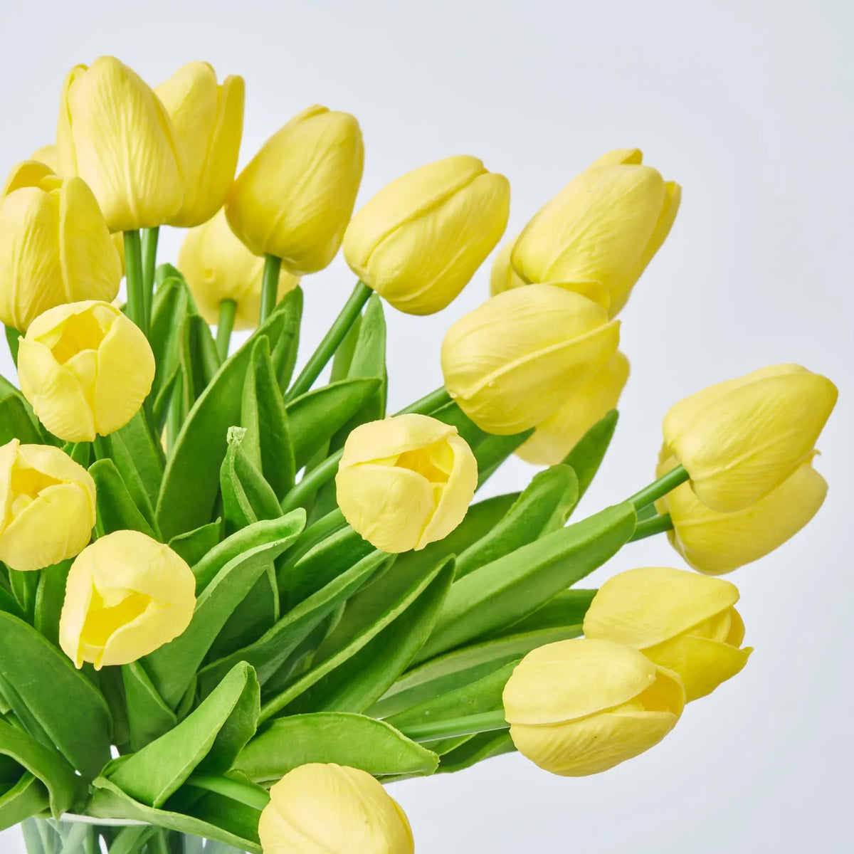 Lifelike Real Touch Yellow Mini Tulip Blooms in Pyramid Vase Everyday ...