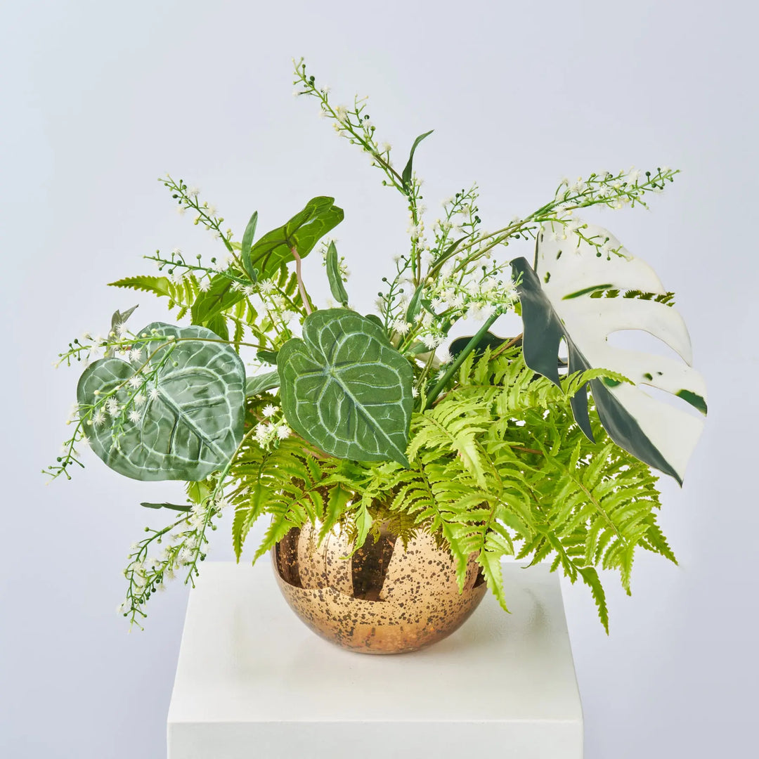 albino monstera Tropical Gardens Water Illusion Arrangement - Handcrafted USA