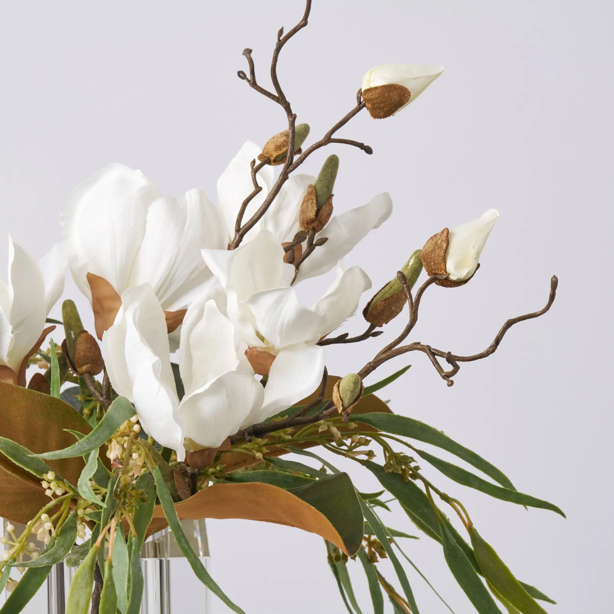 Magnolia & Eucalyptus Faux Floral Water Illusion Arrangement – Darby ...