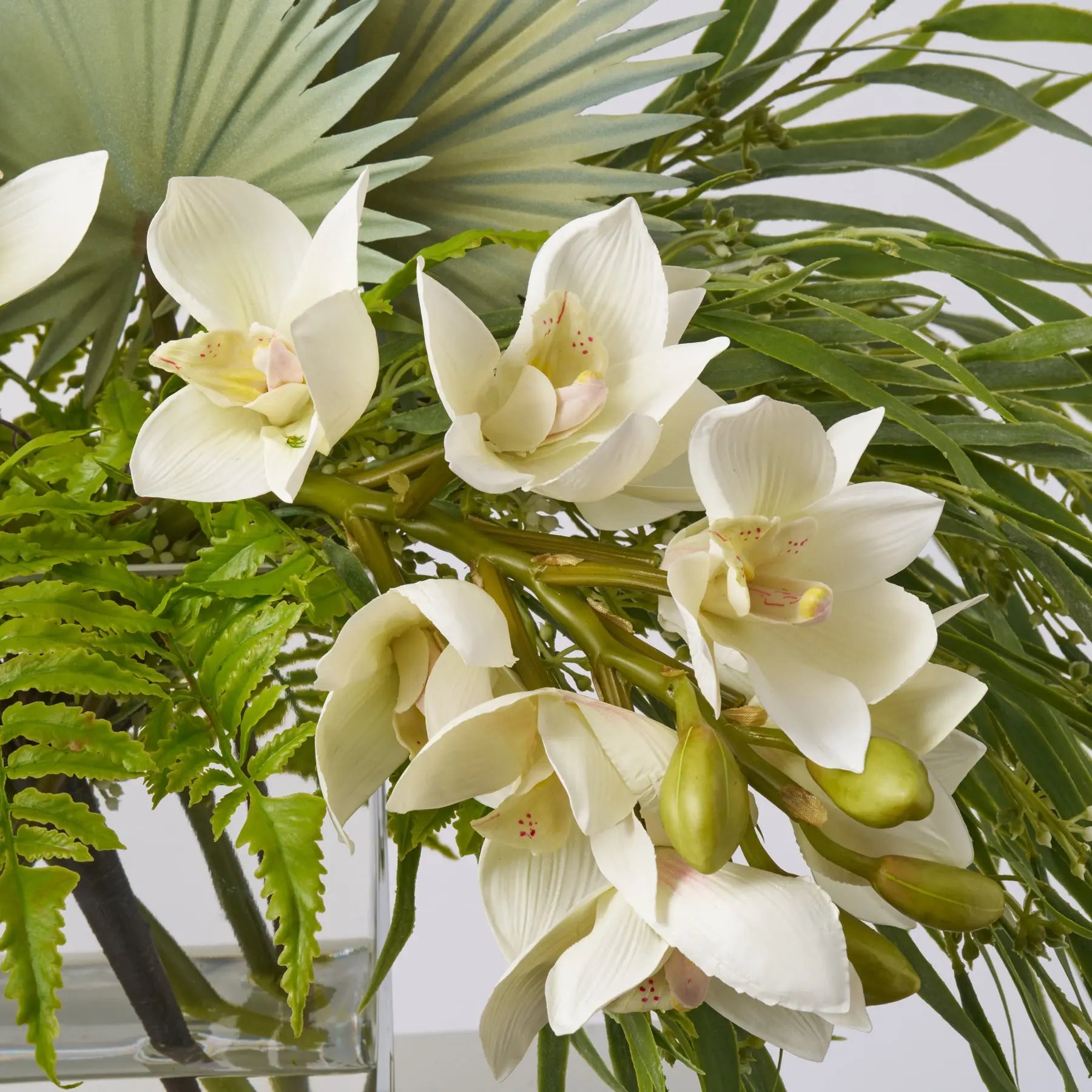 palm orchid plant Tropical Paradise Cream Cymbidium Orchid Faux Arrangement Darby Creek – Darby Creek Trading