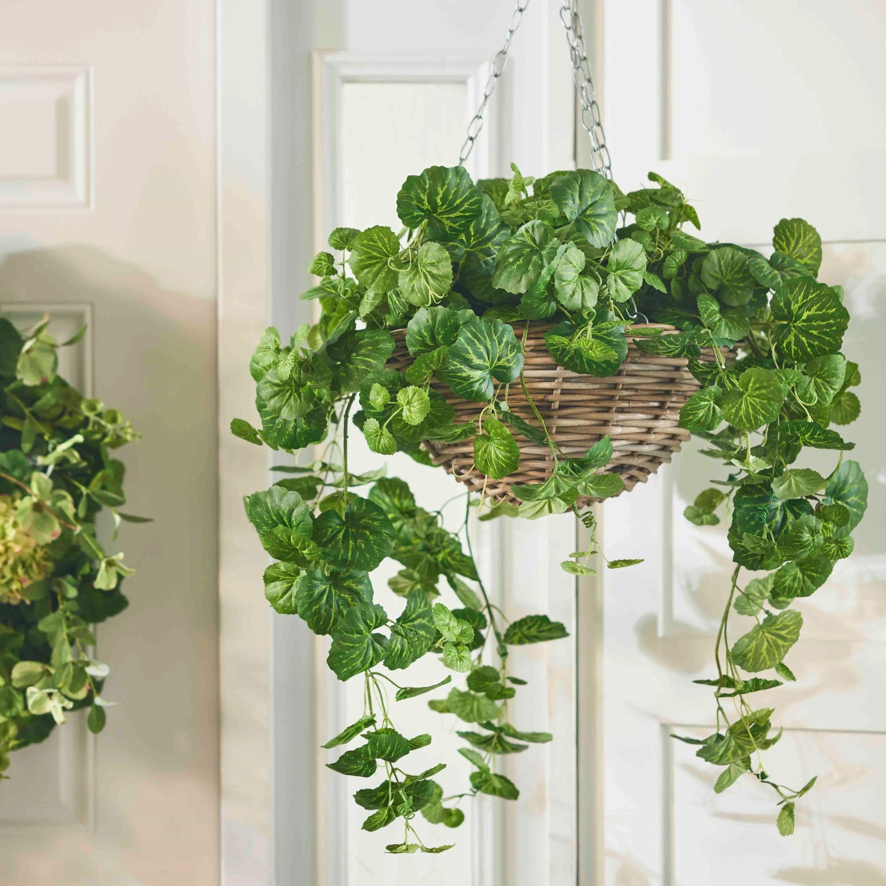 indoor hanging plant basket All Seasons Begonia Leaf Hanging Basket Everyday Faux Greenery