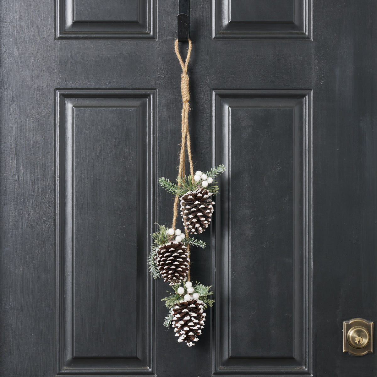 Hanging Frosted Pinecone Christmas Decor Swag with Jute Rope – Darby ...