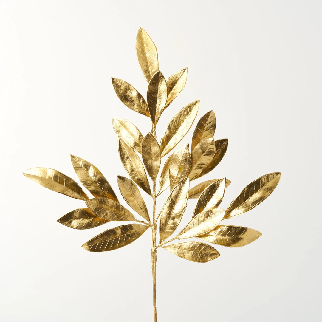 Metallic Gold Bay Leaf Pick Spray Faux Christmas Stem - Darby