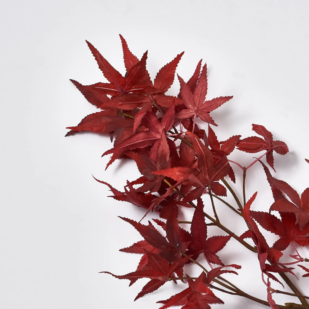 Burgundy Red Foliage Faux Japanese Maple Leaf Branch Spray - 27