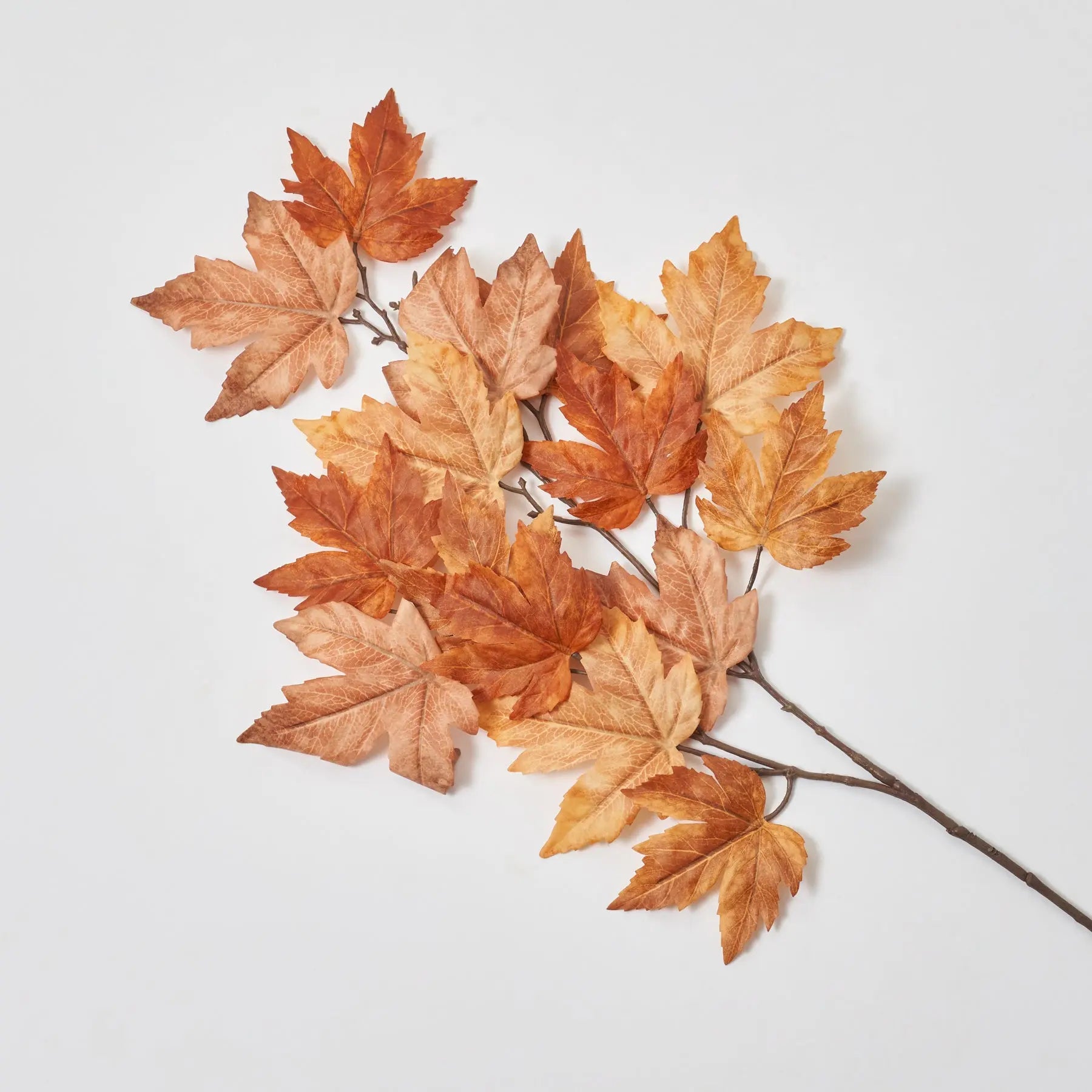 Cream or Brown Two-Tone Maple Leaf Fall Foliage Branch Spray - 35