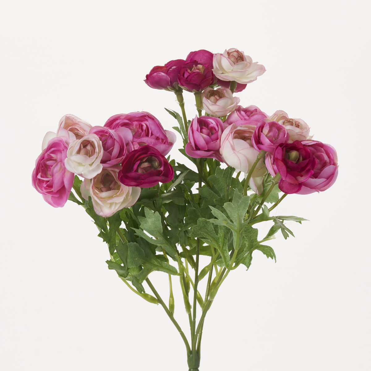 Blush & Fuchsia Pink Multicolor Mini Ranunculus Faux Floral Bush Stem ...