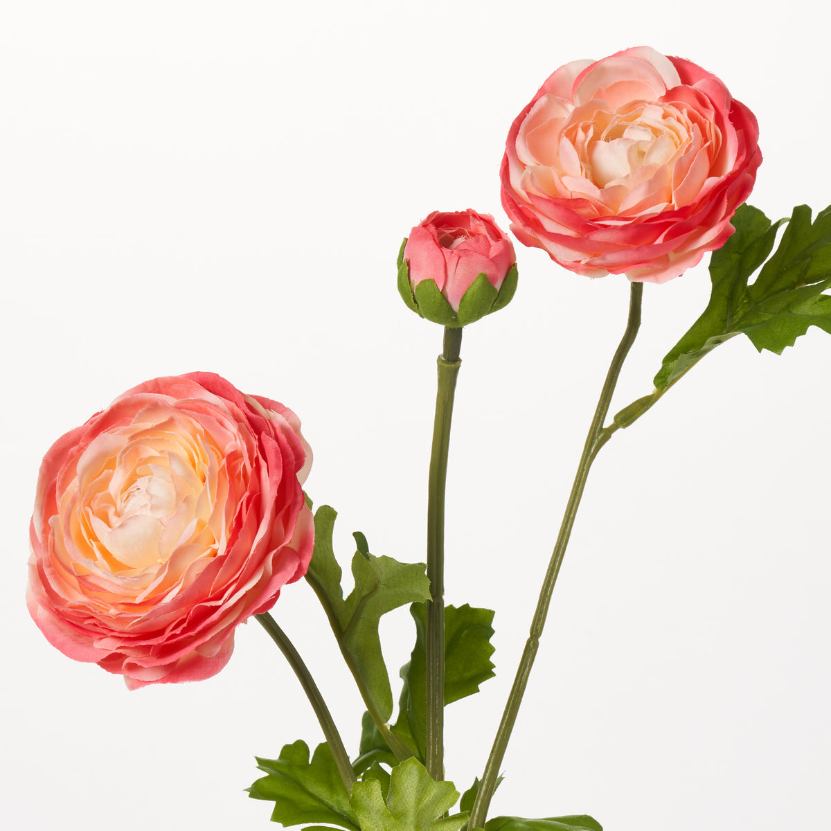 Coral Pink Italian Ranunculus Blooms & Bud Faux Floral Stem Spray - 24 ...