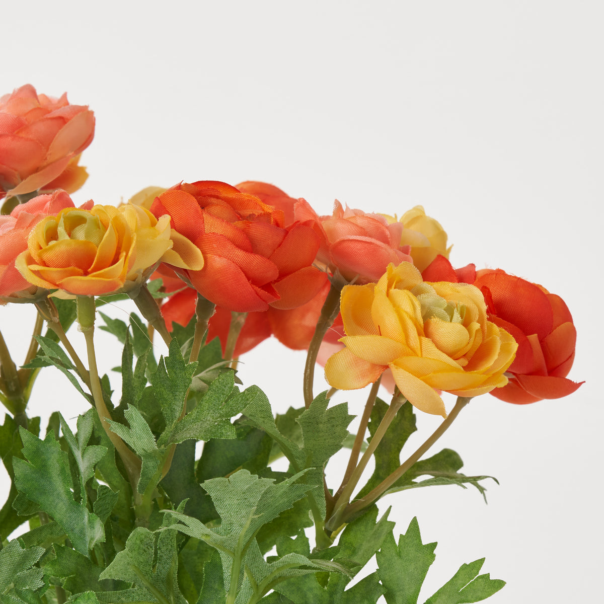 Multicolor Yellow & Orange Mini Ranunculus Faux Floral Bush Stem Bouqu ...