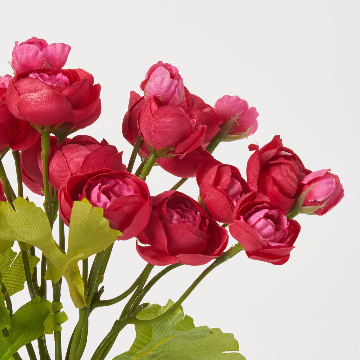 Fuchsia Pink Mini Silk Ranunculus Faux Floral Bush Stem Bouquet - 12 ...