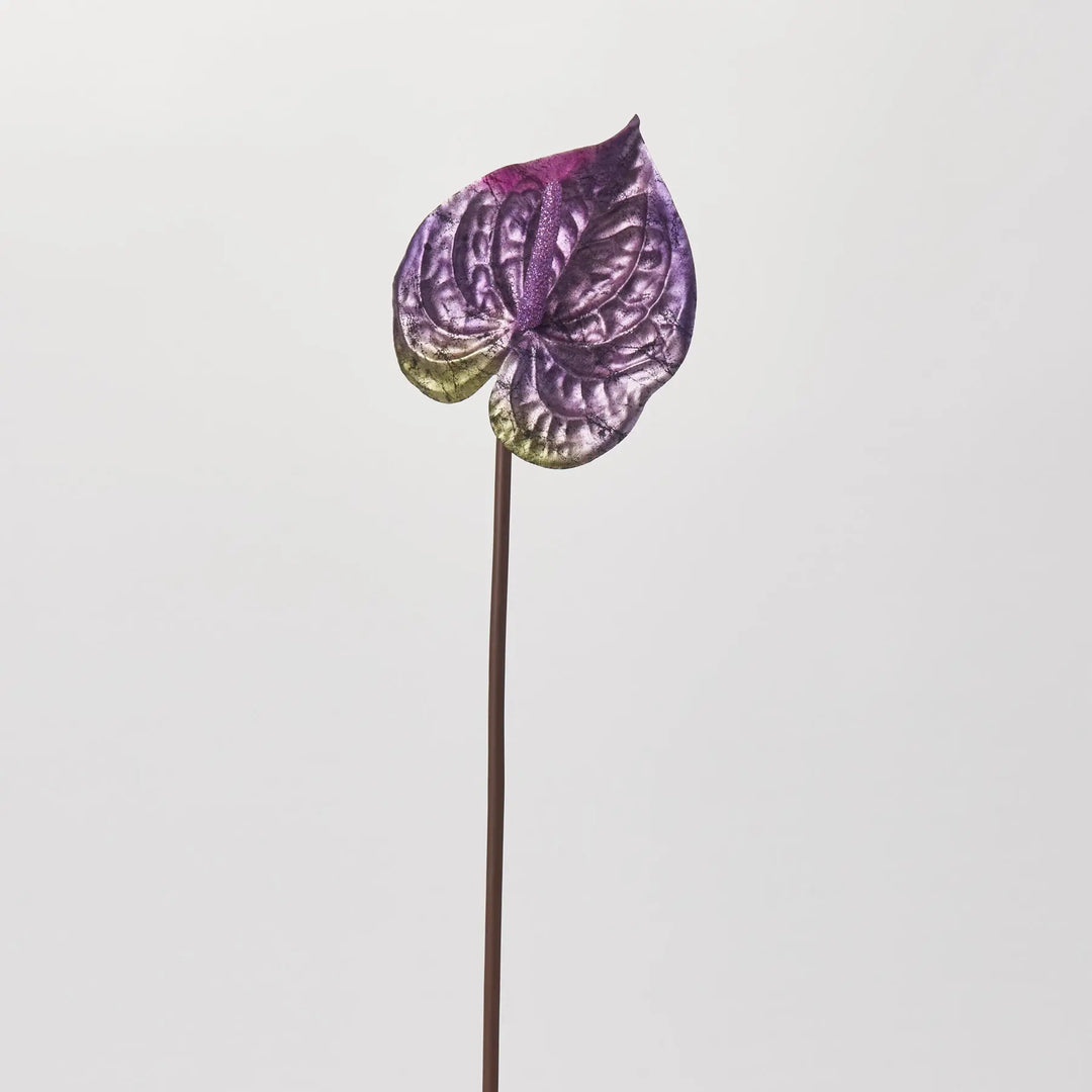 Metallic Purple Fantasy Anthurium Spray Single Bloom Faux Floral