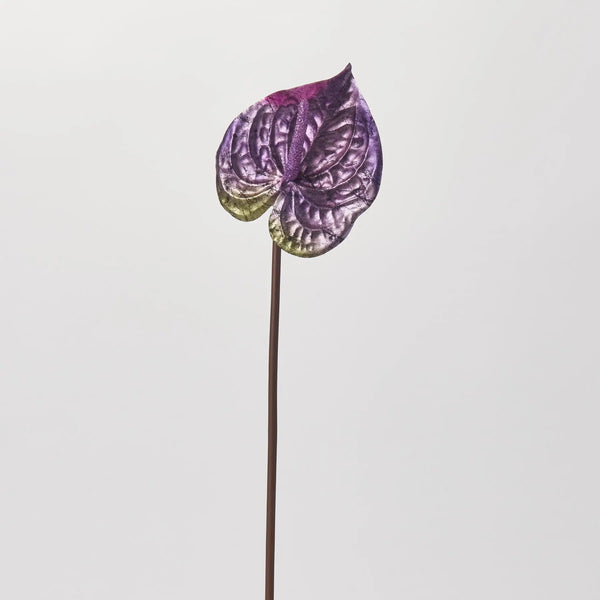 Metallic Purple Fantasy Anthurium Spray Single Bloom Faux Floral