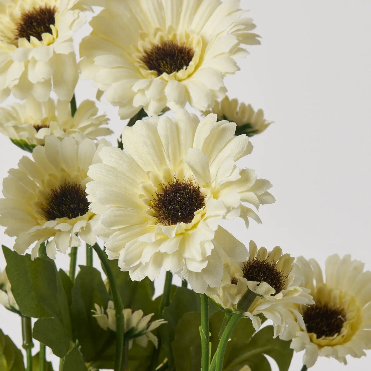 Mini Cream Gerbera Daisy Bush Silk Faux Floral Stem Bouquet - 21 ...