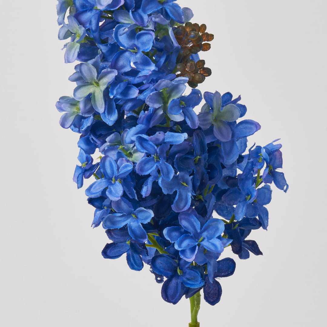 Sapphire Blue Silk Lilac Blossoms Single Stem Faux Floral Spray