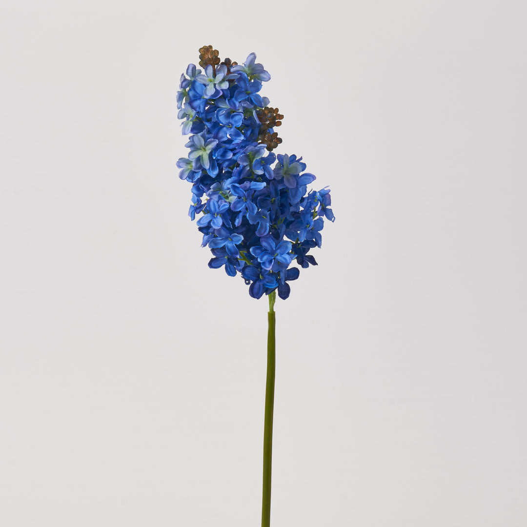 Sapphire Blue Silk Lilac Blossoms Single Stem Faux Floral Spray