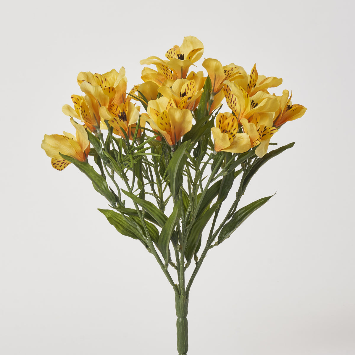 Yellow Silk Alstroemeria Blooms Faux Floral Bush Spray - 15