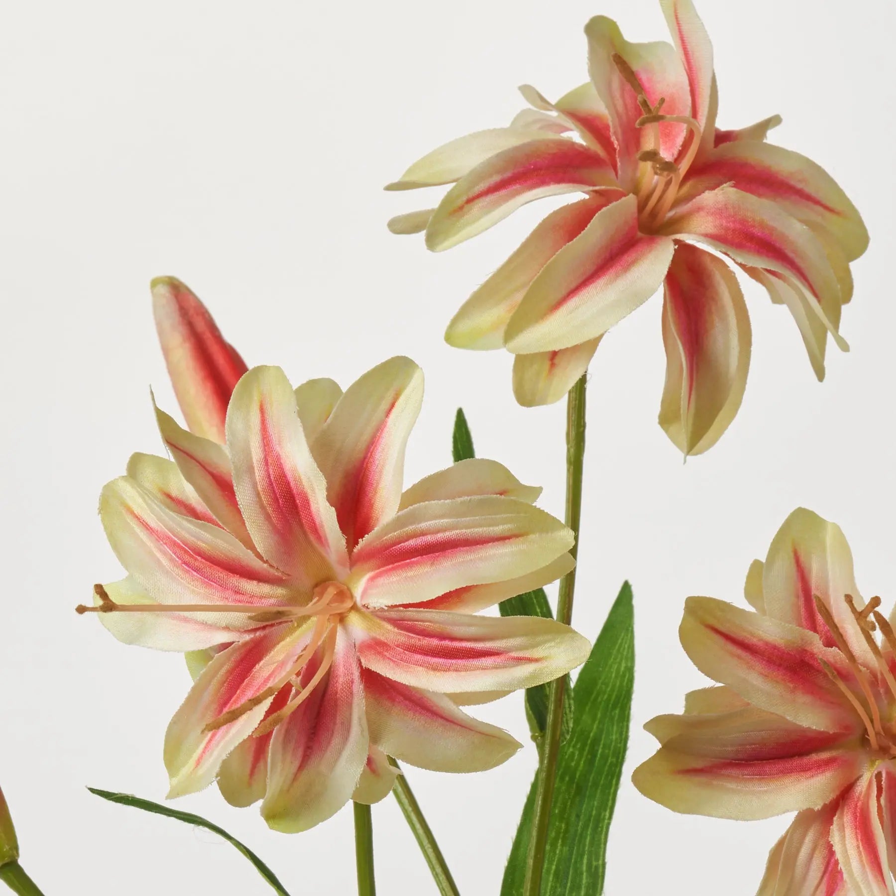 silk tiger lily flowers Yellow Pink Bloom & Bud Silk Tiger Lily Branch Stem Spray - 34"