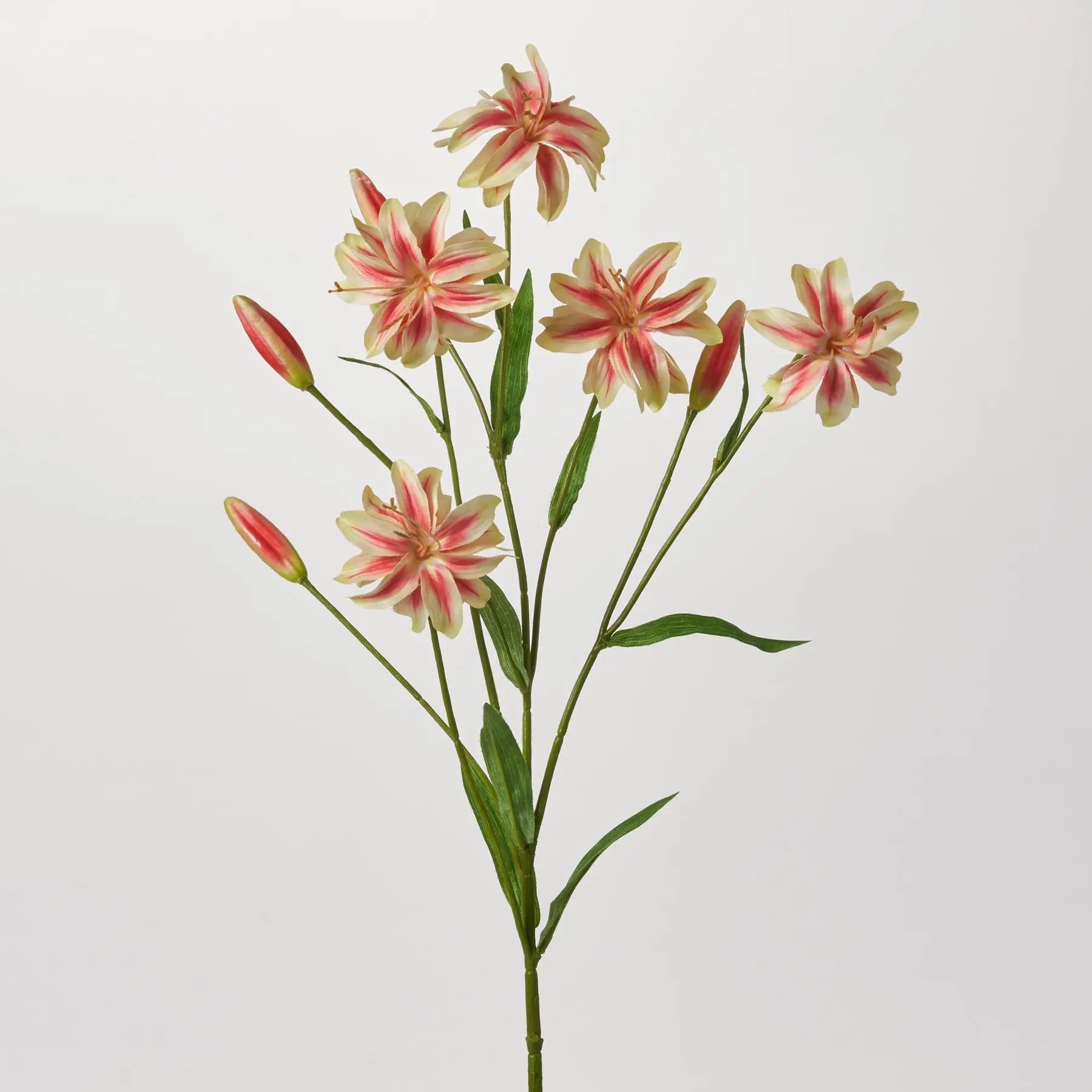 silk tiger lilies Yellow Pink Bloom & Bud Silk Tiger Lily Branch Stem Spray - 34"