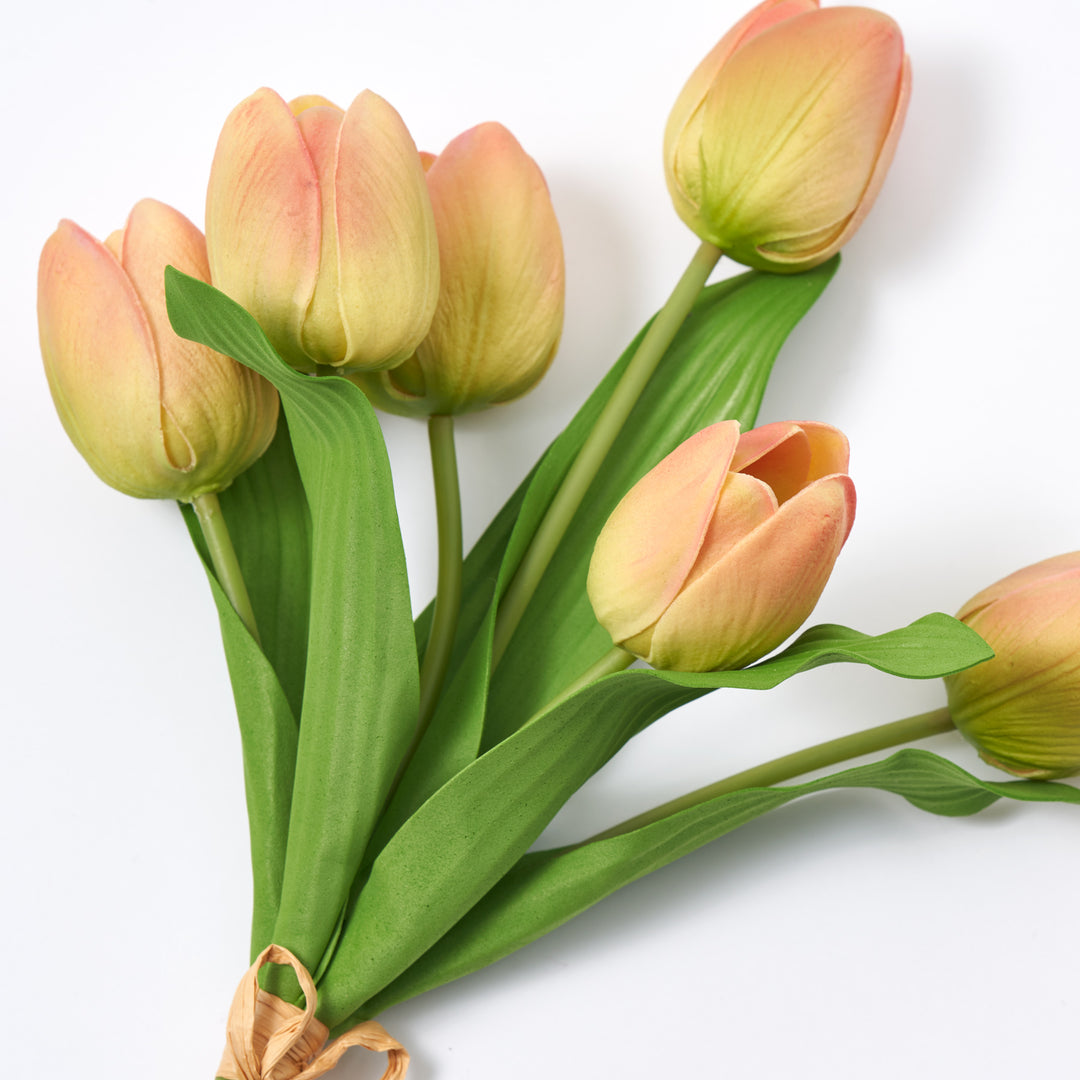 Orange Sherbert Real Touch Faux Tulip Bouquet Bundle of 6 Stems