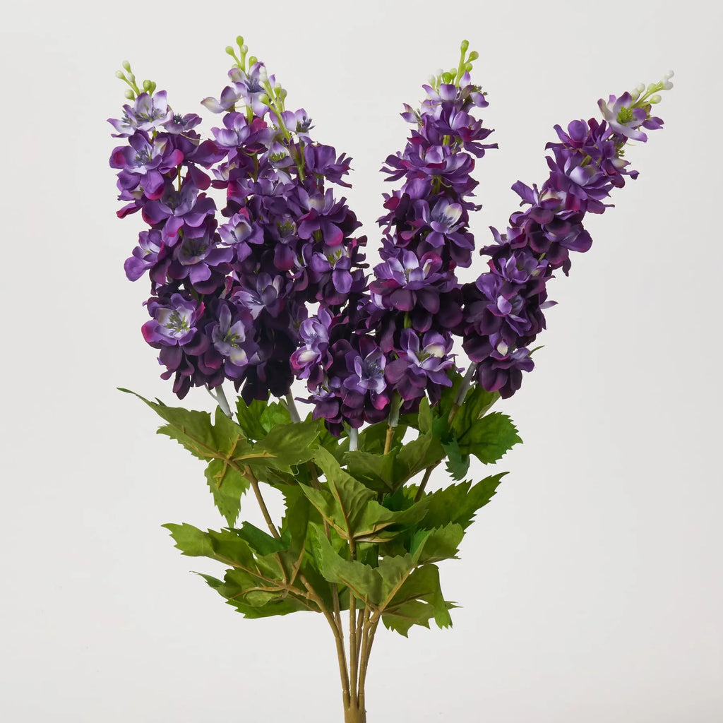 Blooming Dark Purple Silk Delphinium Bush Bouquet Faux Floral