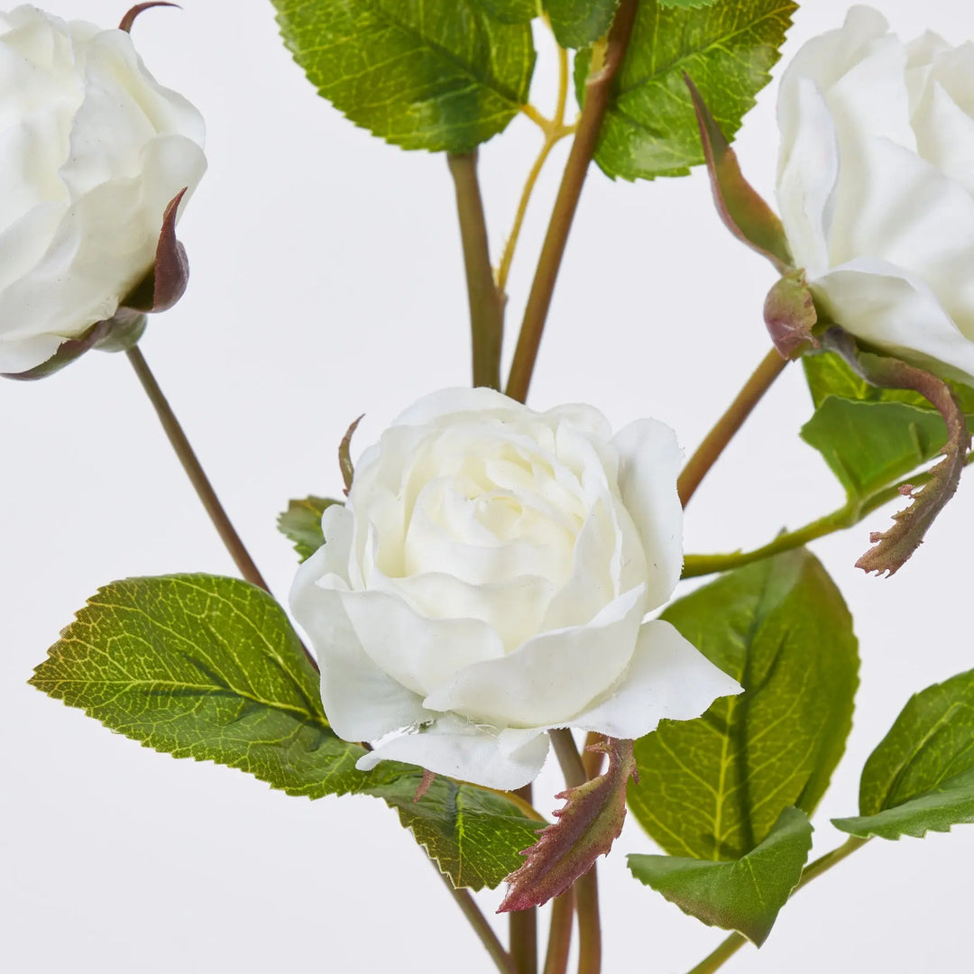 white garden spray roses Real Touch White Garden Rose Bloom & Bud Faux Floral Branch Spray