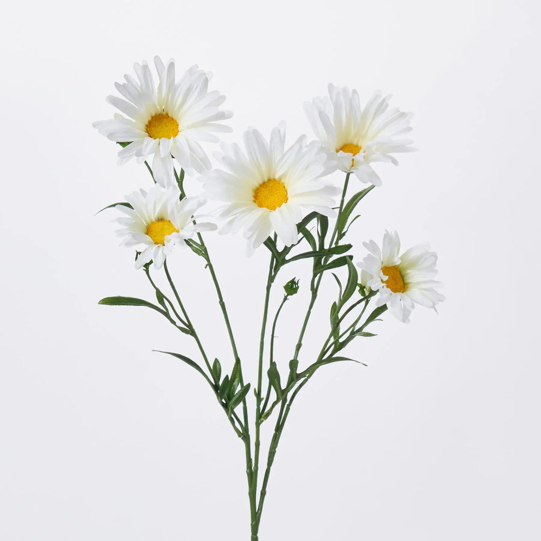 artificial daisy plants White Bloom & Bud Silk Aster Daisy Stem Branch Spray - 29