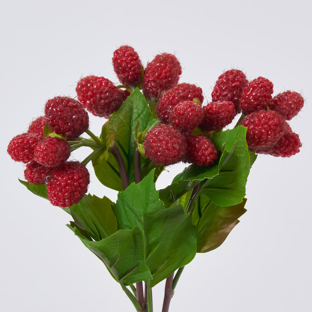Lifelike Burgundy Red Raspberry Artificial Fruit & Leaf Bundle of 4 Wi ...