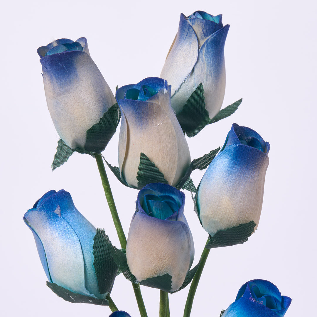 Wooden Closed Bud Rose Bouquet Bundle of 8 Wired Stems - Available