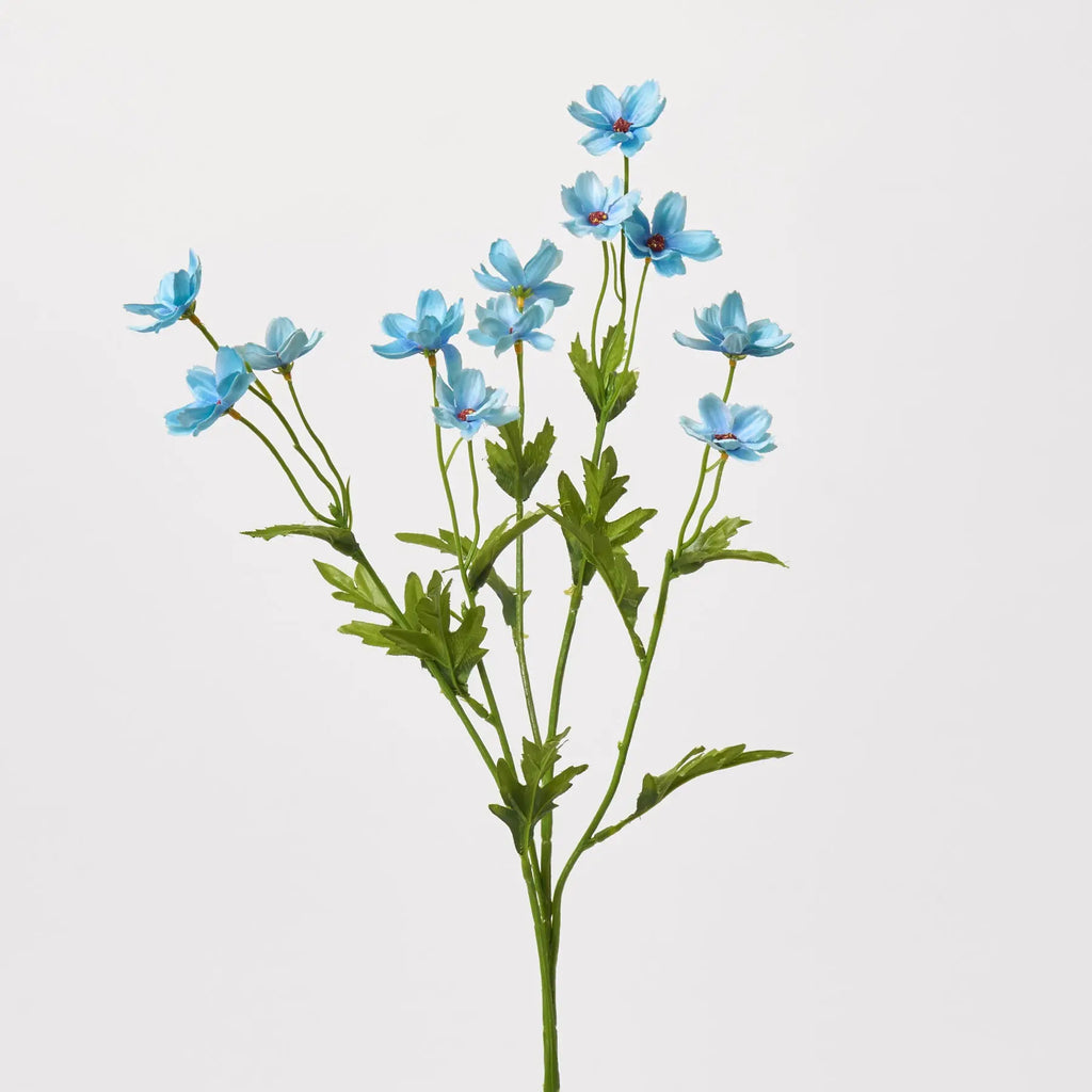 Aqua Blue Faux Cosmos Wildflower Stem 27