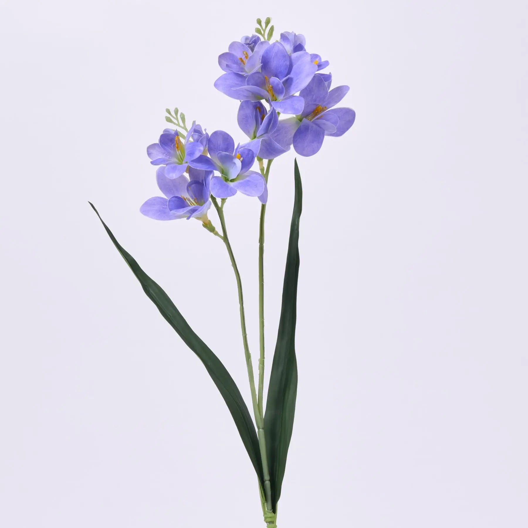 lavender freesia flower Purple Lavender Freesia Bloom & Leaf Foliage Single Faux Floral Spray