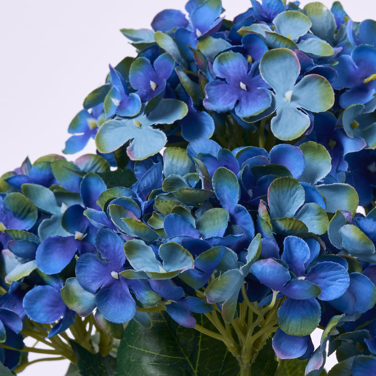 Dark Blue Silk Hydrangea Blooms Faux Floral Bush Stem Bouquet 17