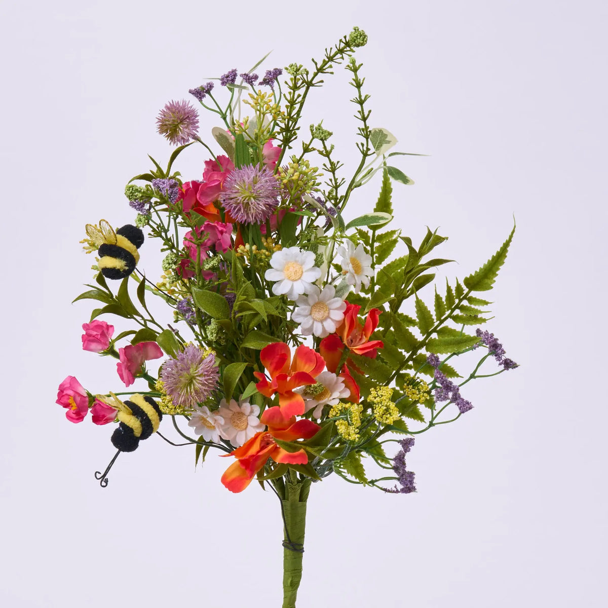Mixed Summer Faux Florals & Fluttering Bee Pollinator Bouquet Spray ...