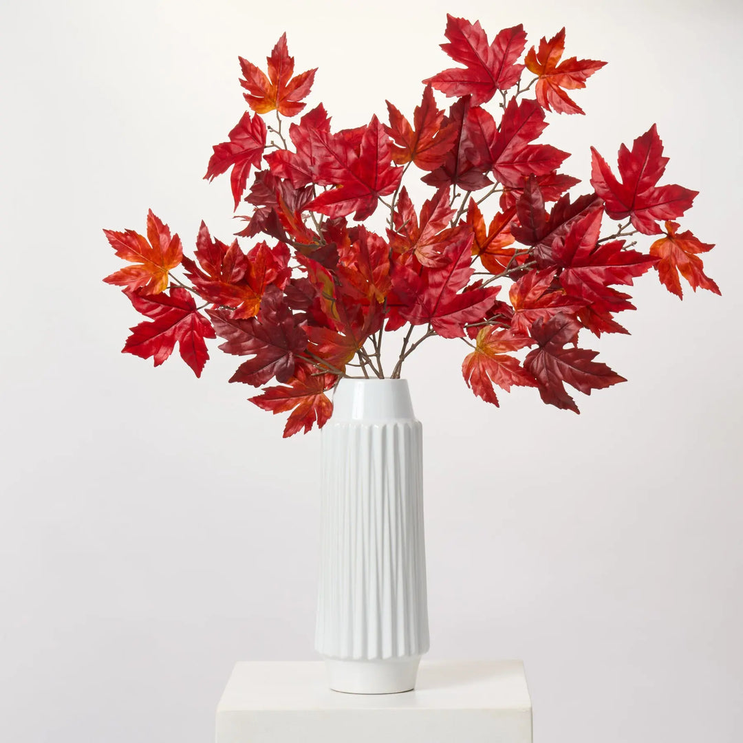 Vibrant Red Burgundy Belle Maple Leaf Branch Faux Fall Foliage