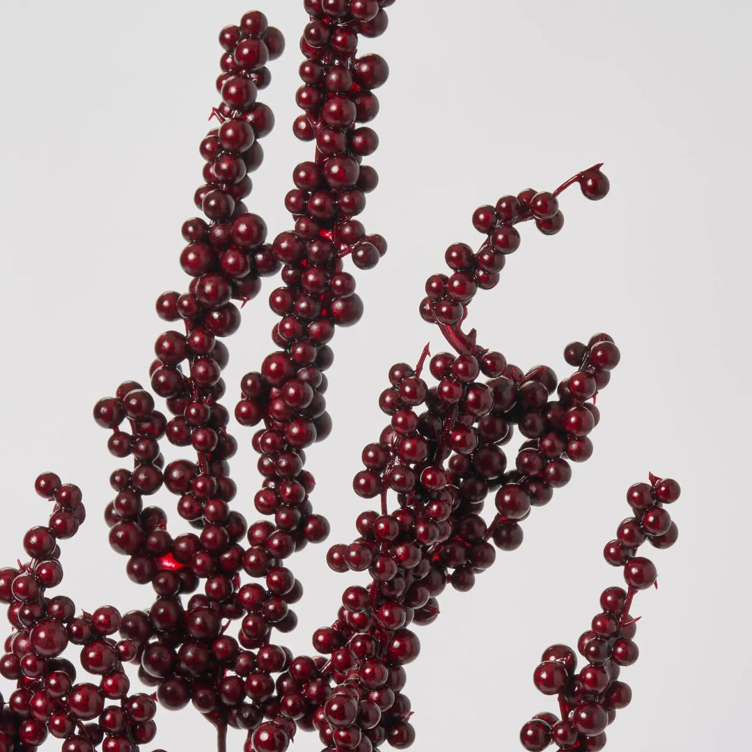 Dark Burgundy Red Waterproof Winter Berry Branch Spray - 28