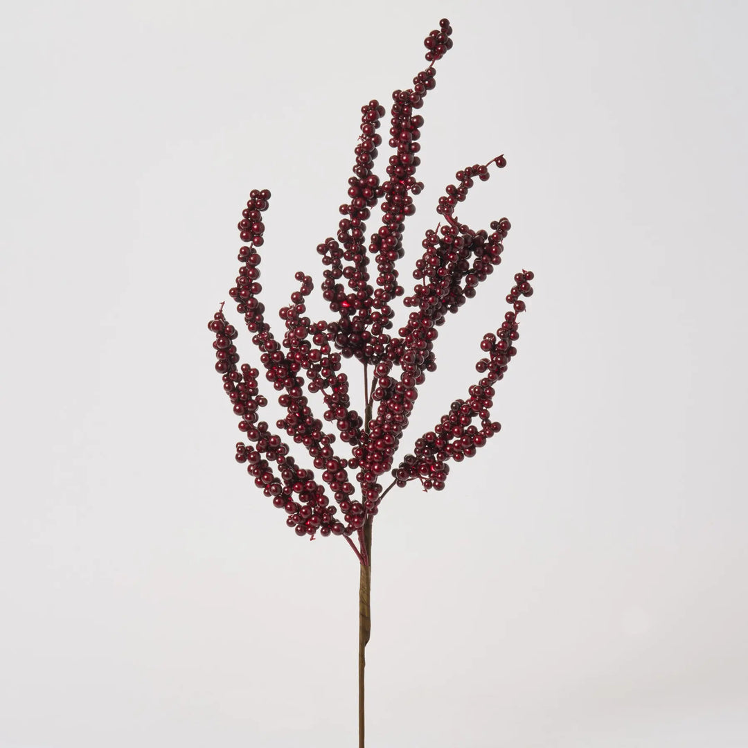 Dark Burgundy Red Waterproof Winter Berry Branch Spray - 28