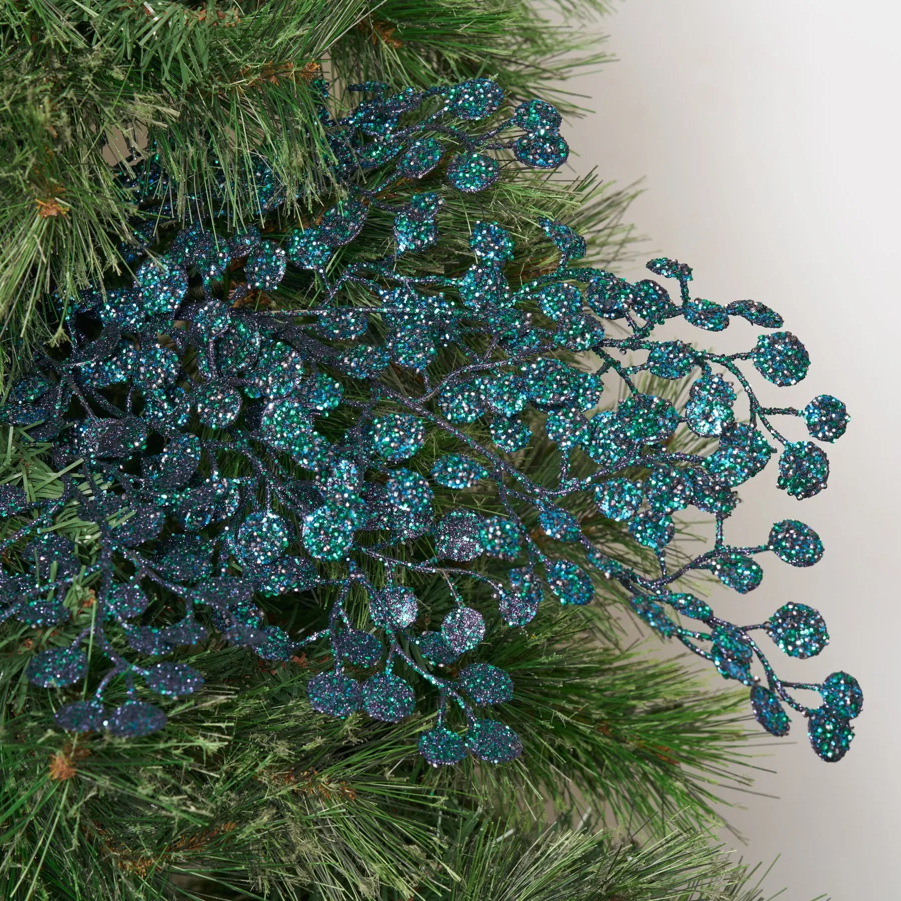 christmas jade plant Turquoise Glitter Jade Plant Spray - 38"