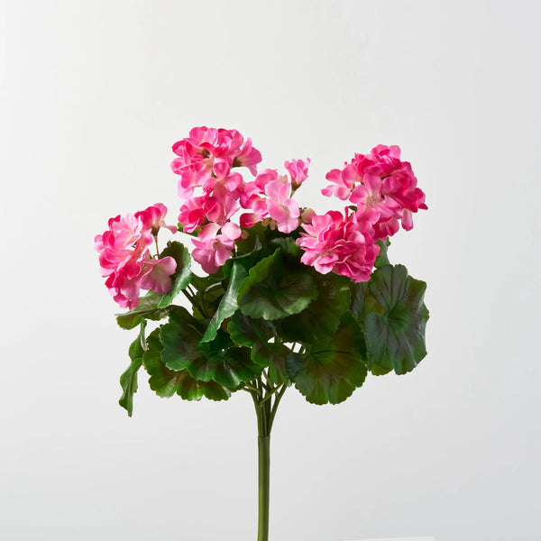 Pink UV Treated Natural Touch Geranium Faux Floral Bush Stem Spray