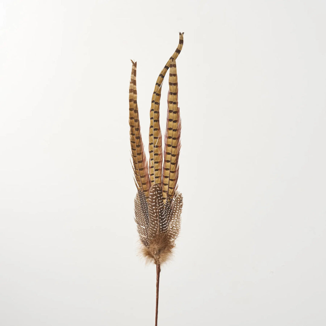 Natural Pheasant Feather Wired Stem Spray - 27