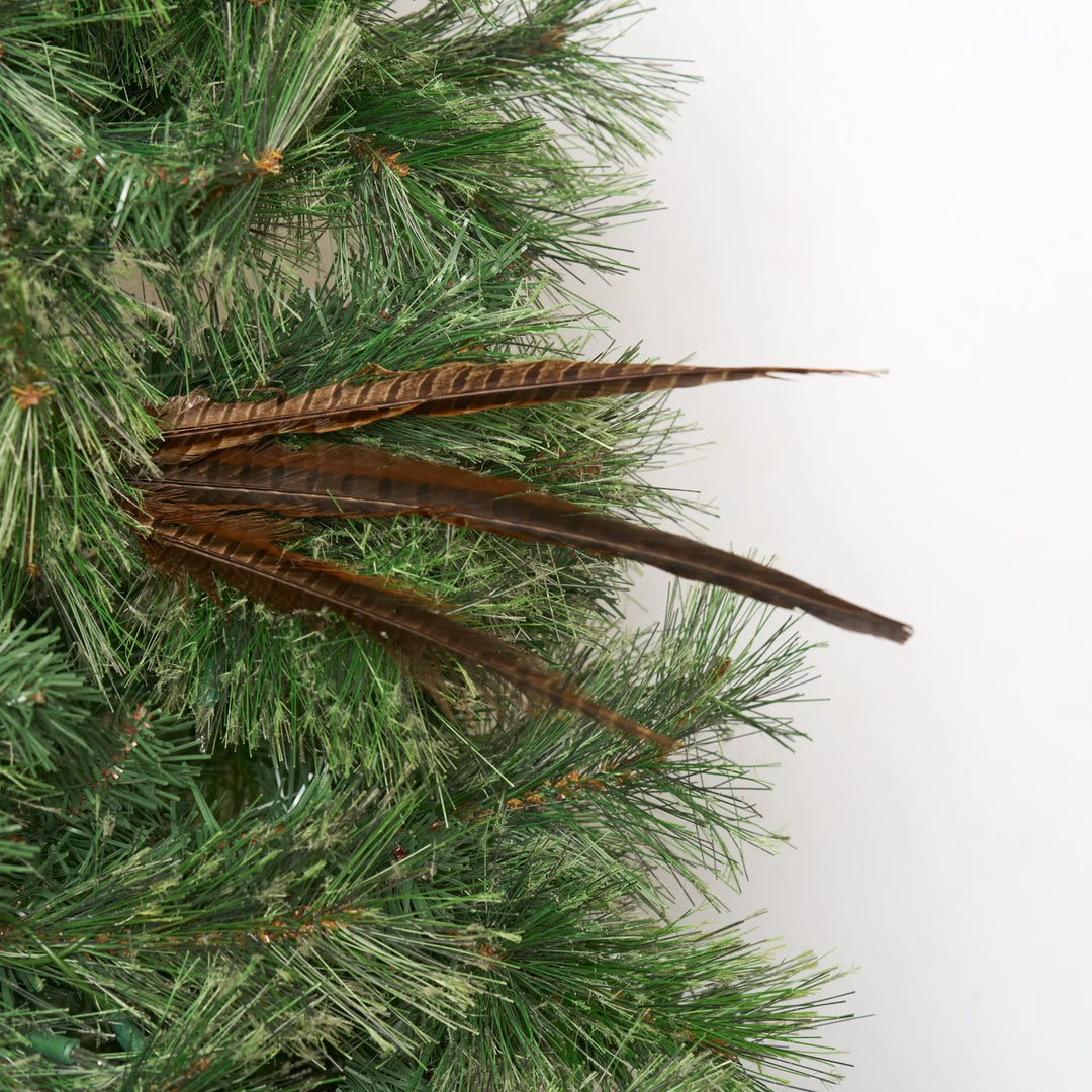 Natural Pheasant Feather Wired Stem Spray - 27
