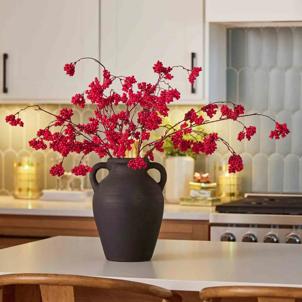 KAZUさん専用スモークツリー　レッドフラーフ/ T345 Red Berry Cluster Faux Christmas Holiday Stem Spray | 27